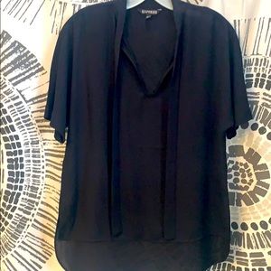 Express black front tie blouse. Medium